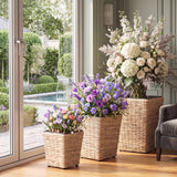 Tangkula 3-Piece Rattan Planter Box Set with Removable Liners