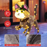 Tangkula 23 Inches Christmas Decoration, Pre-lit 88 LED Light Up 3D Cute Cat with Warm White Light and Plug