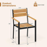 Tangkula Acacia Wood Stackable Patio Chairs Set of 2/4 with Slatted Seats and Metal Frame
