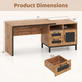 Tangkula 71" Large Executive Computer Desk w/Drawers & Single-Door Cabinet