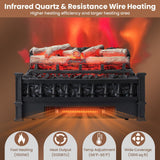 Tangkula 20" Electric Fireplace Log Set Heater with Adjustable Temp