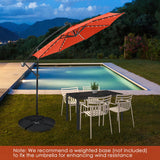 Tangkula 10 Ft Patio Offset Umbrella, 40 LED Lighted Market Umbrella W/8 Sturdy Ribs, Easy Tilt Adjustment & Crank (Orange)