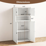 Tangkula 44” Tall Bookshelf with Doors 5-Tier Floor Standing with 2 Cabinets & Compartment