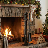 Tangkula 5 Pieces Fireplace Tool Set with Aluminum Handles
