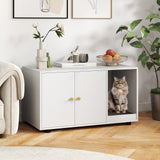 Tangkula Cat Litter Box Enclosure | Hidden Litter Box Furniture with Scratching Board