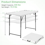 Tangkula 4 ft Folding Table, Portable Picnic Table with 3 Adjustable Height