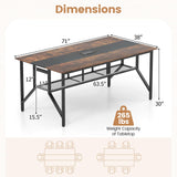 Tangkula  Rectangular Meeting Table with Mesh Storage Shelf & Cable Grommet for 6-8 People