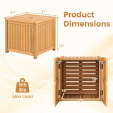 Tangkula 2-in-1 Outdoor Side Table with Storage Acacia Wood Slatted Coffee Table Square Slatted End Storage Box