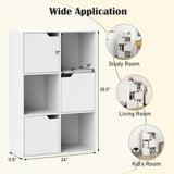 Tangkula 6-Cube Bookcase, Toys Storage Bookshelf w/3 Doors & 3 Open Cubes (White, 6-Cube)