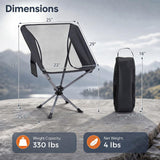 Tangkula 360° Swivel Portable Folding Camping Chair w/Carry Bag (Black) | No Assembly