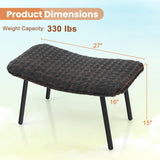 Tangkula Set of 2 Patio Ottomans, Multipurpose Rattan Ottomans w/Padded Quick Dry Foam & Heavy-Duty Metal Legs
