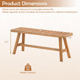 Tangkula Acacia Wood Outdoor Backless Garden Bench with Slatted Seat