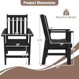 Tangkula Patio Dining Chairs Set of 2 HDPE All Weather Outdoor Chair with Wide Armrests