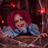 Tangkula 28" Halloween Animated Crawling Baby Doll with Glowing Eyes