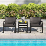 Tangkula 3 Piece Patio Furniture Set with 2 Rattan Armchair & 25" Square Side Table