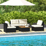 Tangkula 5 Piece Rattan Sofa Set, Patiojoy Outdoor Wicker Furniture Set with Seat & Back Cushions