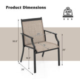 Tangkula Patio Dining Chairs Set of 2, Large Outdoor Chairs with Breathable Seat & Metal Frame