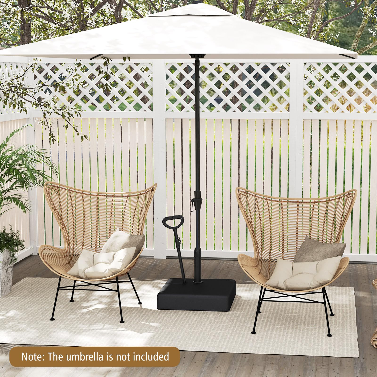 fill patio umbrella base TANGKULA Mobile Patio Umbrella Base, 132LBS Capacity Water & Sand Fillable Market Table Umbrella Stand w/ 3 Wheels