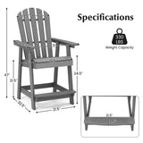 Tangkula Outdoor Bar Stool, HDPE Tall Adirondack Chair with Armrest & Footrest