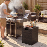 Tangkula 16" Outdoor Rattan Hideaway Table for Gas Fire Pit