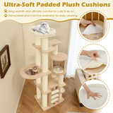 Tangkula Multi Layer Wood Cat Tower with Scratching Posts