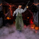 Tangkula Halloween Animated Standing Zombie Holding Knife with Glowing Eyes