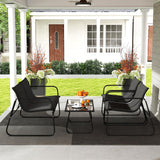 Tangkula 4 Piece Patio Furniture Set with Mesh Seat Fabric & Tempered Glass Tabletop