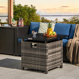 Tangkula 29 Inch Rattan Propane Fire pit Table, Patiojoy 50,000 BTU Outdoor Square Fire Pit with Lava Rocks & Protective Cover