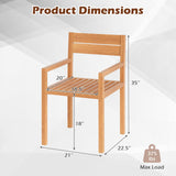Tangkula Outdoor Teak Wood Chair with Slatted Seat & Backrest