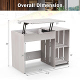 Tangkula Lift Top Computer Desk, Small Standing Laptop Desk with 2 Hidden Compartments & 2 Open Storage Shelves