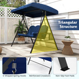 Tangkula 3 Person Porch Swing Outdoor Swing with Adjustable Canopy