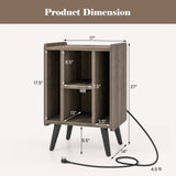 Tangkula Record Player Stand w/Charging Station & USB Ports, Nightstand Sofa Side Table, 27" H
