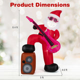 Tangkula 8.4 ft Inflatable Santa Claus Playing Guitar for Christmas