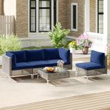 Tangkula 5 Piece Patio Wicker Heavy Duty Sectional Cushioned Sofa Set