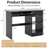 Tangkula Desk with Drawer, Wooden Computer Desk with Pull-Out Keyboard Tray & Adjustable Storage Shelves