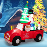 Tangkula Christmas 8 FT Inflatable Santa Claus Driving a Car with LED Lights & Air Blower