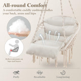 Tangkula Hanging Hammock Chair, Boho Style Macrame Hammock Swing with Soft Cushions, Tassels