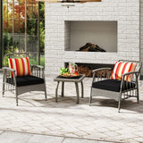 Tangkula 3 Pieces Patio PE Wicker Furniture Set