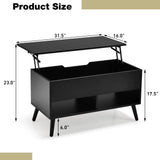 Tangkula Lift Top Coffee Table, Modern Cocktail Table with Hidden Compartment & 2 Open Shelves