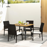 Tangkula 5 Pieces Patio PE Wicker Dining Set, Outdoor Dining Table and Chairs with Cushions