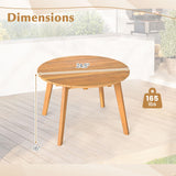 Tangkula 24.5 Inch Outdoor Acacia Wood Round Accent Bistro Patio Table with Slatted Tabletop