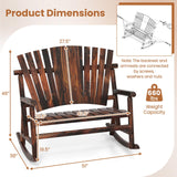 Tangkula 2 Person Wood Outdoor Rocking Chair