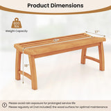 Tangkula Teak Wood Outdoor Backless Bench with Contoured Slatted Seat