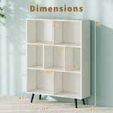 Tangkula 7-Cube Bookcase Modern Storage Bookshelf with 4 Tapered Metal Legs & 2 Anti-Tip Kit