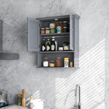 Tangkula Bathroom Wall Cabinet, Wooden Hanging Storage Cabinet with Doors & Shelves