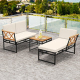 Tangkula 3 Pieces L-Shaped Outdoor Furniture Set
