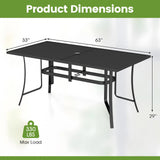 Tangkula 66" x 33" Metal Patio Dining Table for 6