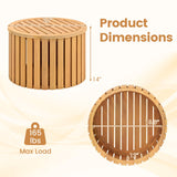 2-in-1 Outdoor Side Table with Storage Acacia Wood Slatted Coffee Table Round Slatted End Storage Box