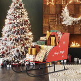 Tangkula Metal Christmas Santa Sleigh Basket Xmas Santas Gift Storage Sleigh