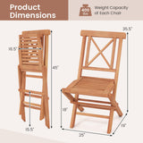 Tangkula Teak Wood Folding Patio Chairs Set of 2/4 with X-Shaped Support